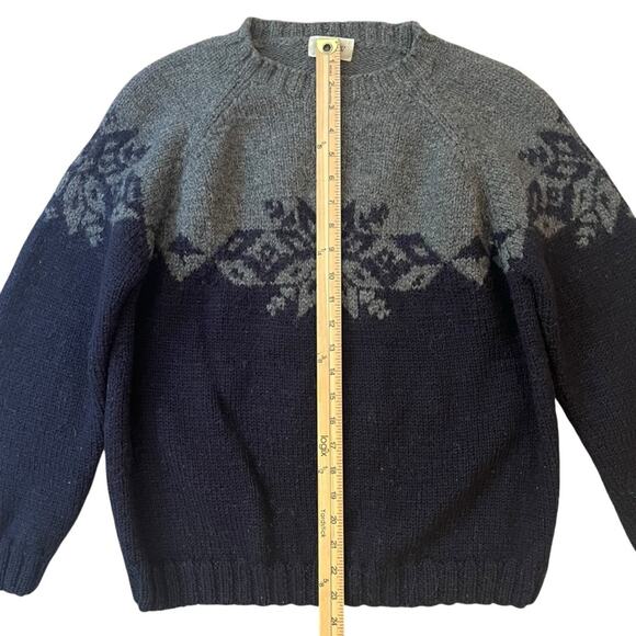 Vintage J Crew Hand Knit Wool Sweater Women Small Winter Chunky Blue Grey Preppy - Picture 6 of 7